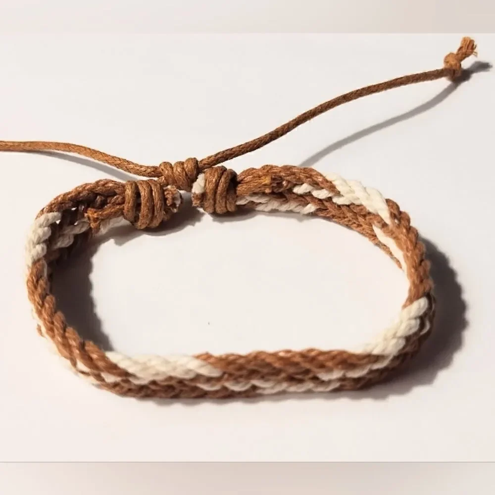 ‎Men's bracelet braided brown new d52